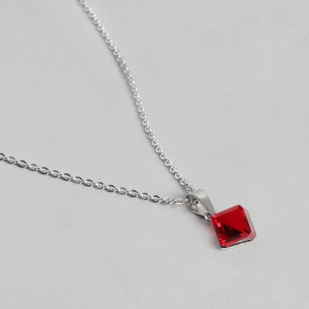 Red Love 925 Sterling Silver CZ Necklace - Image 7