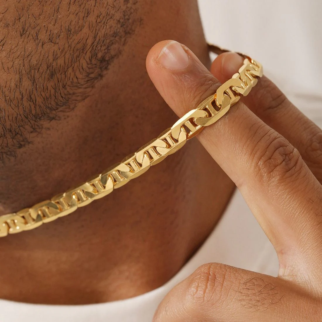 Refined 925 Sterling Silver Men's Linked Gold Plated Chain - Image 6