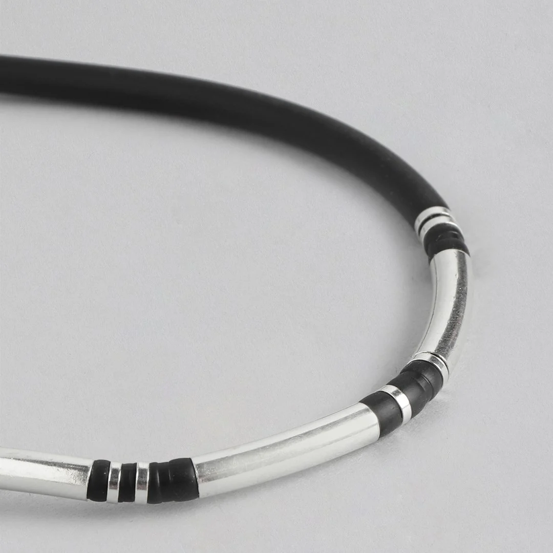 Refined Harmony Rhodium-Plated 925 Sterling Silver With Leather Strap Bracelet for Him - Image 5