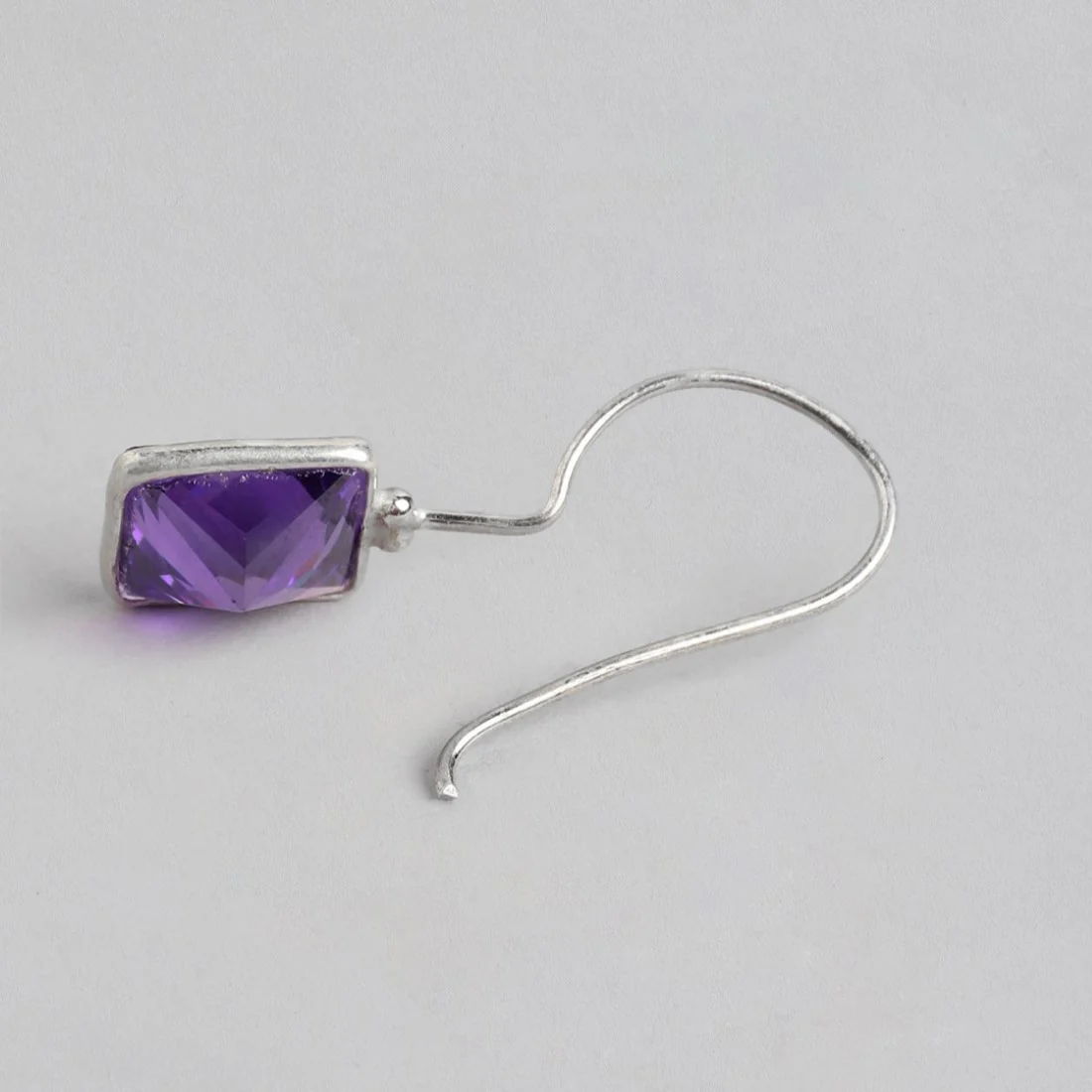 Regal Purple Majesty Rhodium-Plated Square CZ 925 Sterling Silver Earrings - Image 5