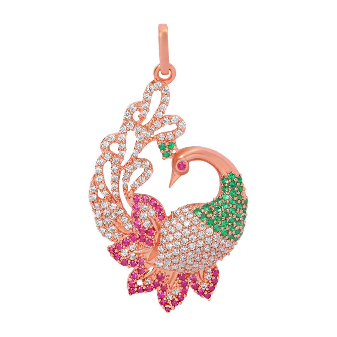 Regal Rose Gold-Plated 925 Sterling Silver Peacock Pendant - Image 5
