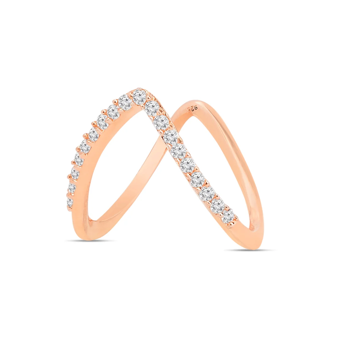 Tricolor Sparkle One Line CZ 925 Sterling Silver Vanki Rings - Image 7