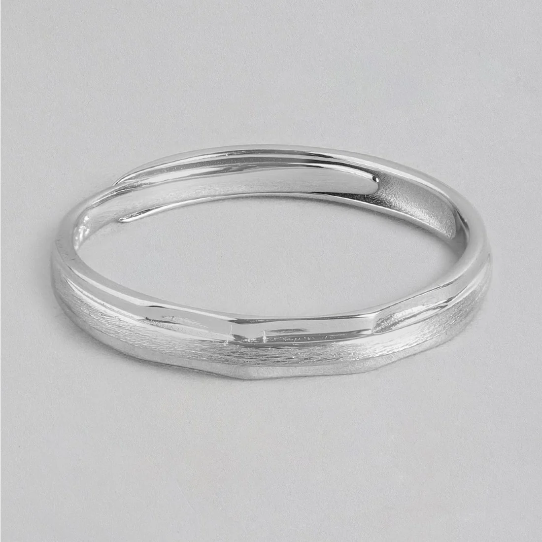Rhodium Plated Minimalistic 925 Sterling Silver Band Ring (Adjustable) For Him (Adjustable) - Image 6