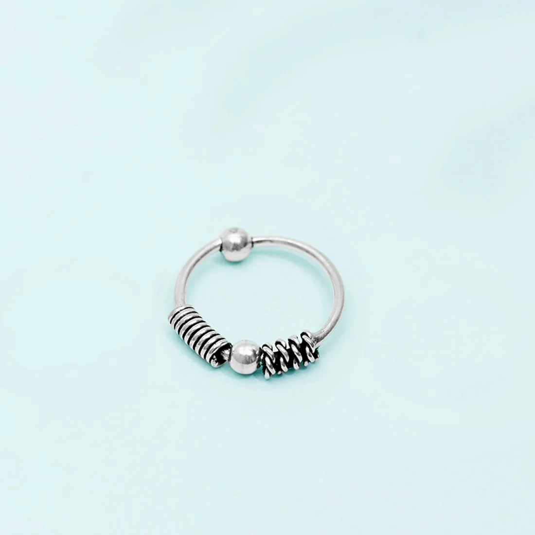 Rhodium Plated Round 925 Silver Nose Pin - Image 2