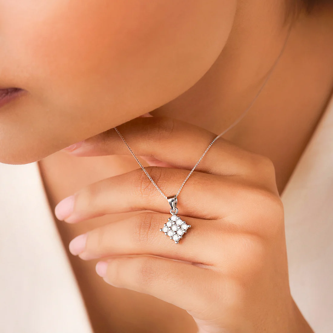 A Cluster of Wishes Rhodium Plated Necklace - Image 2