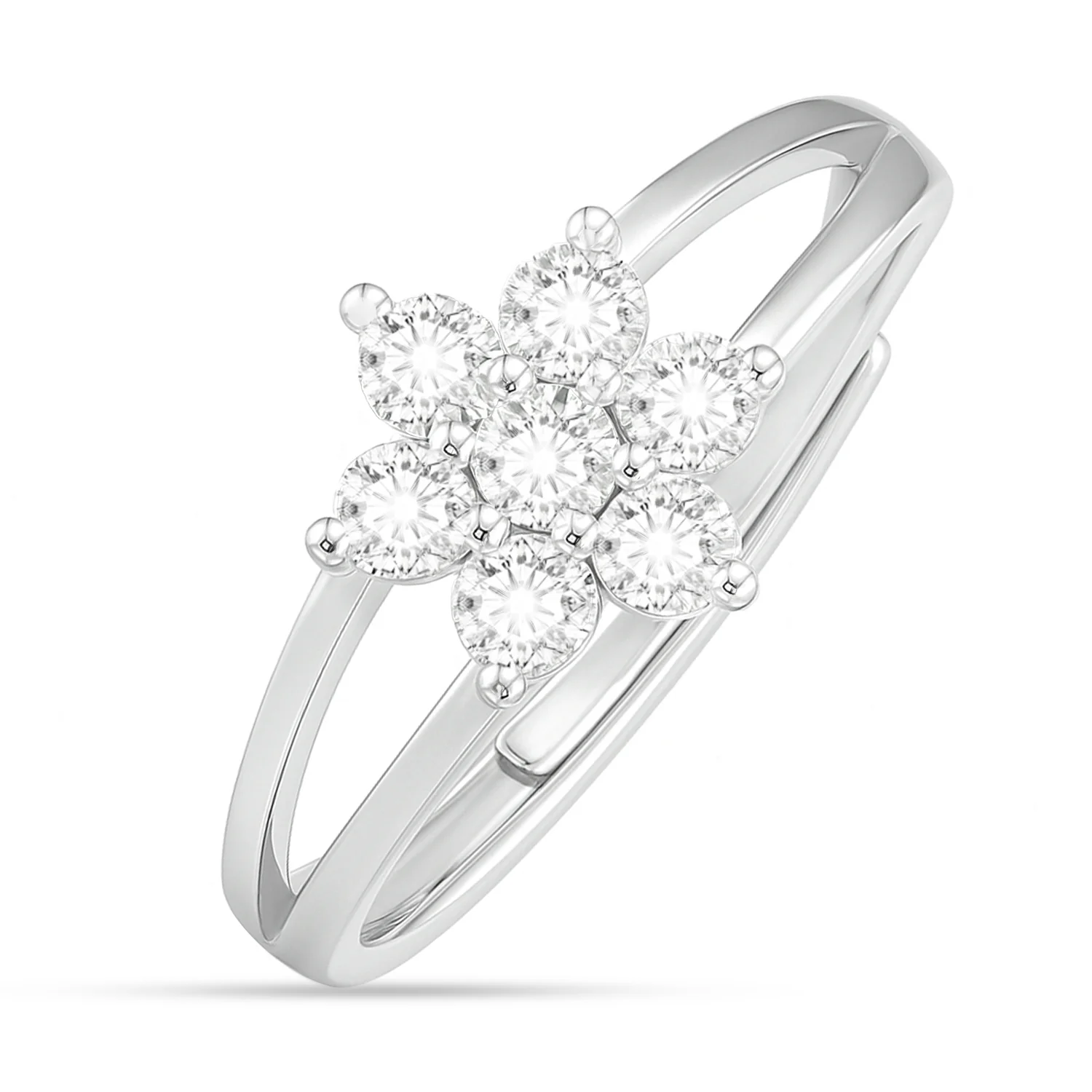 Flower of Fortune Rhodium Plated Ring (Adjustable) - Image 4