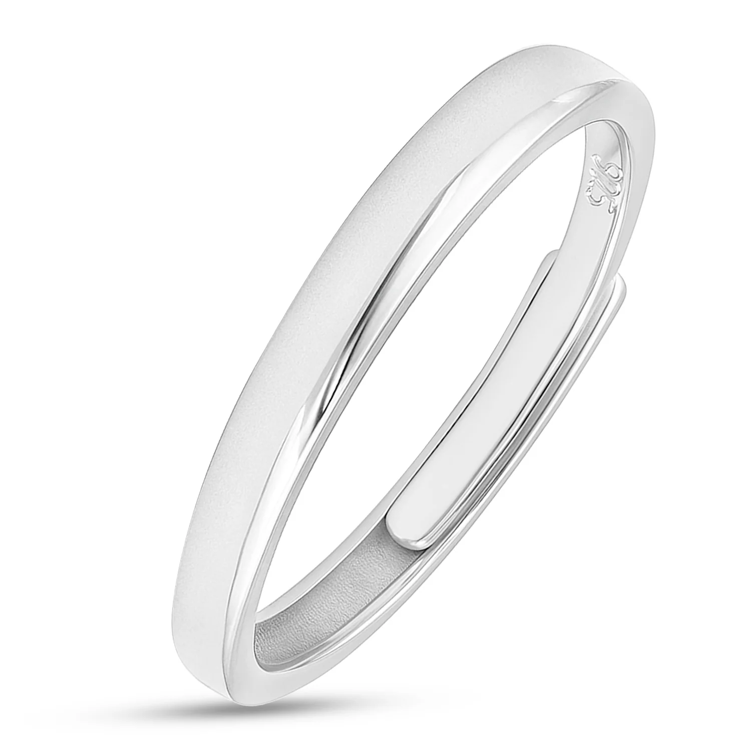 Rhodium-Plated Silver Mens Band Ring (Adjustable) - Image 4