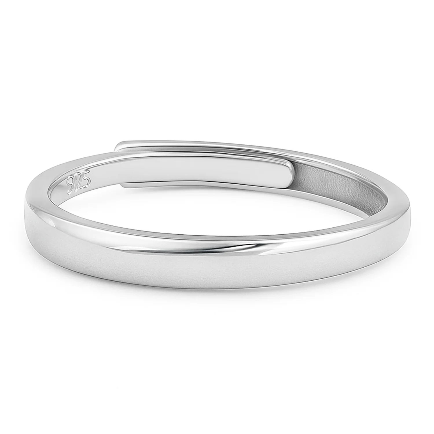 Rhodium-Plated Silver Mens Band Ring (Adjustable) - Image 5