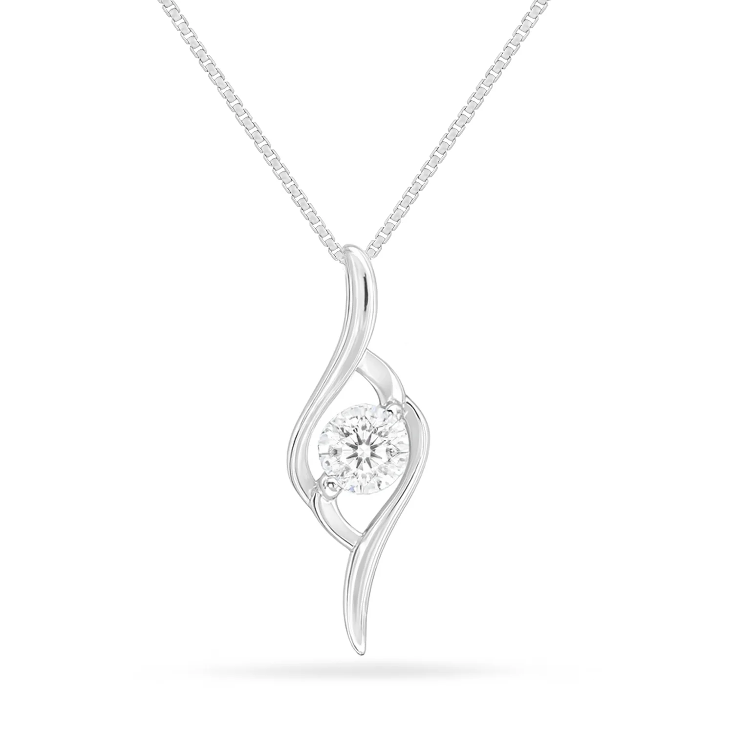 Her Inner Rhythm Solitaire Rhodium Plated Necklace - Image 4