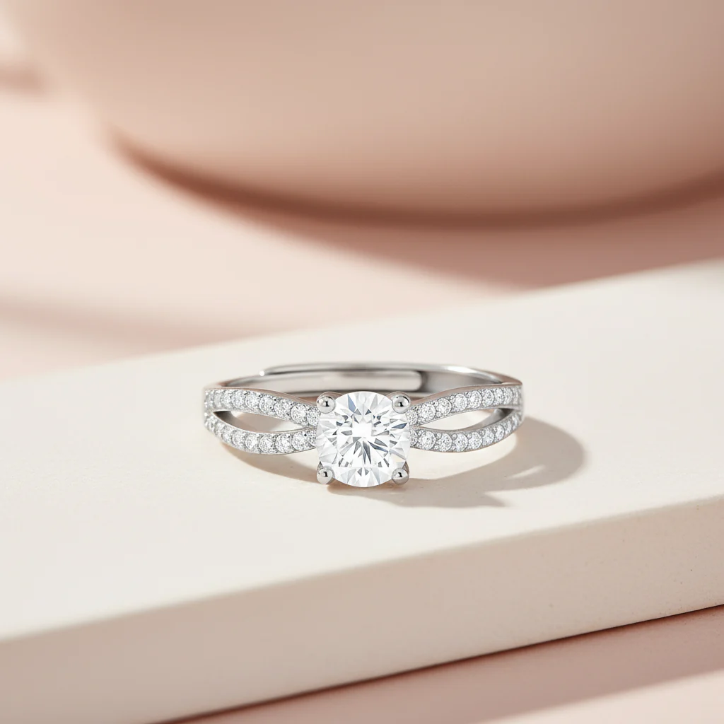 Promise of Forever Solitaire Rhodium Plated Ring (Adjustable) - Image 2