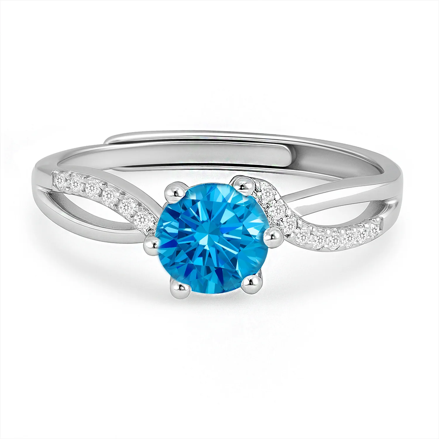Ocean’s Forever Solitaire Rhodium Plated Ring (Adjustable) - Image 7