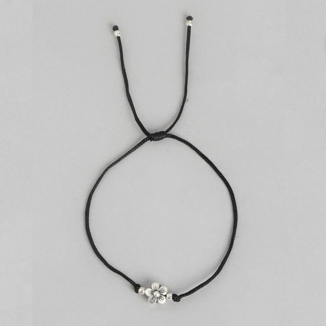Classic Floral Rhodium Plated 925 Sterling Silver Thread Anklet - Image 9