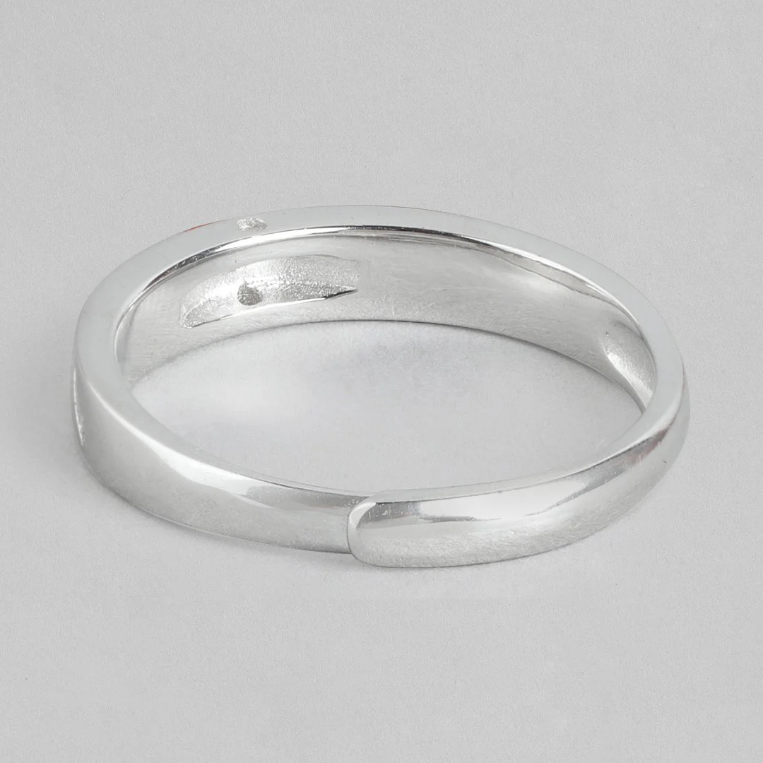 Rhodium Radiance CZ-Embellished Rhodium-Plated 925 Sterling Silver Men's Ring (Adjustable) - Image 6