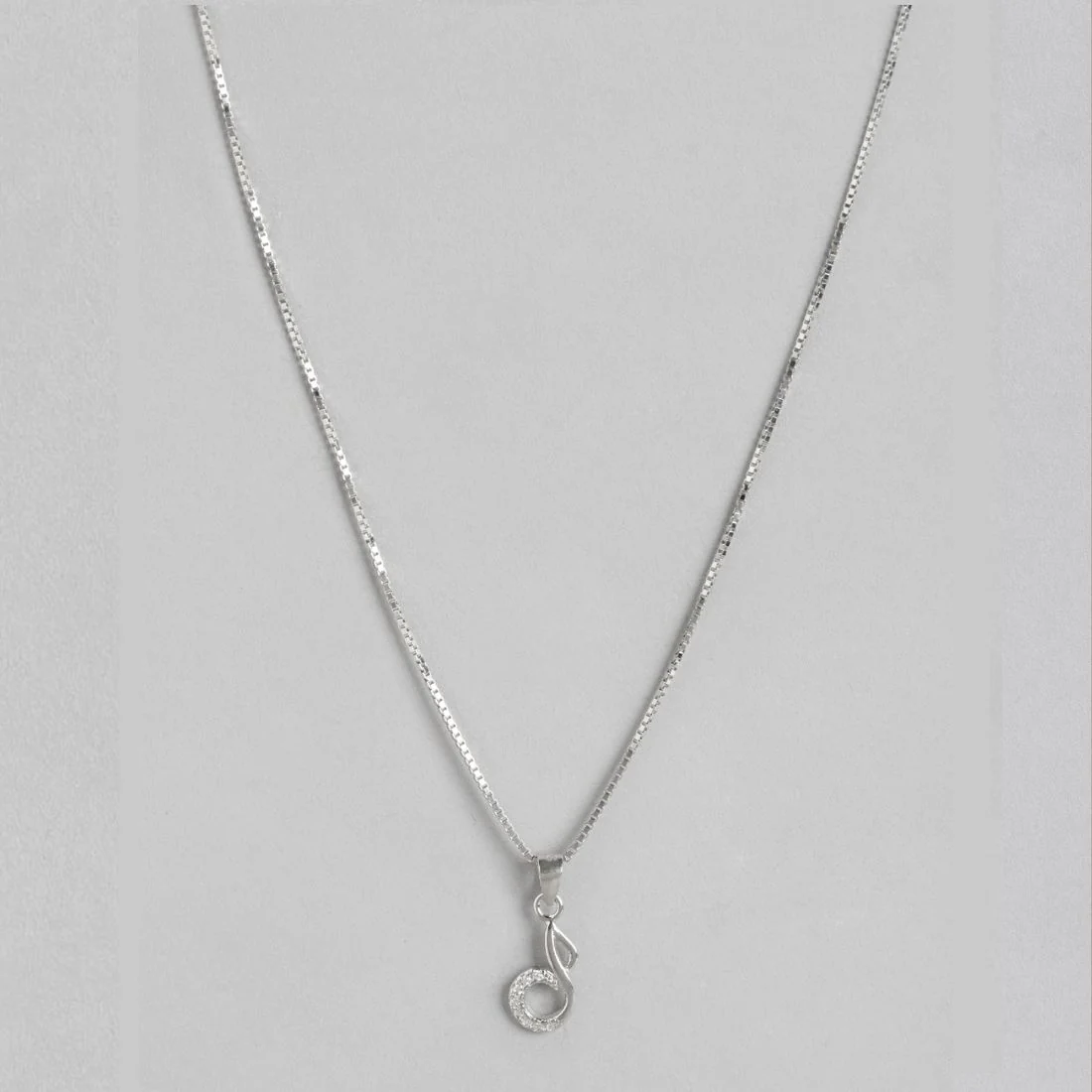 Rhythmic Radiance CZ Rhodium-Plated 925 Sterling Silver CZ Pendant with Chain - Image 4