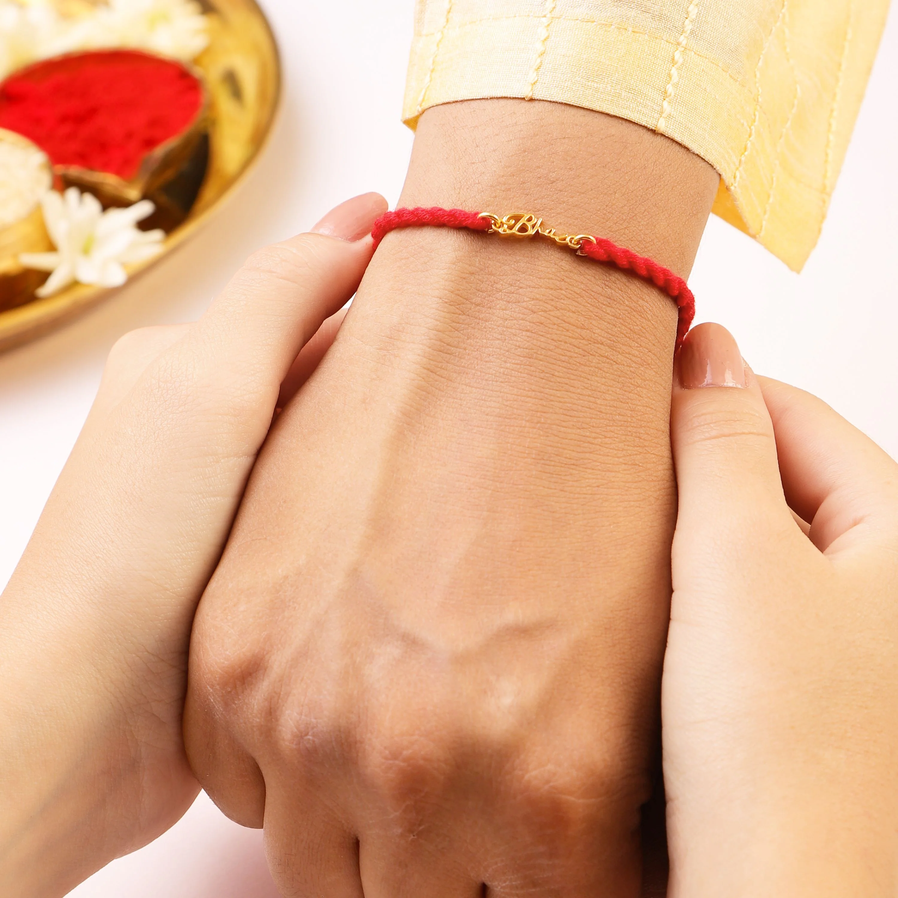 Blessed Bhai Gold-Plated 925 Sterling Silver Rakhi - Image 2