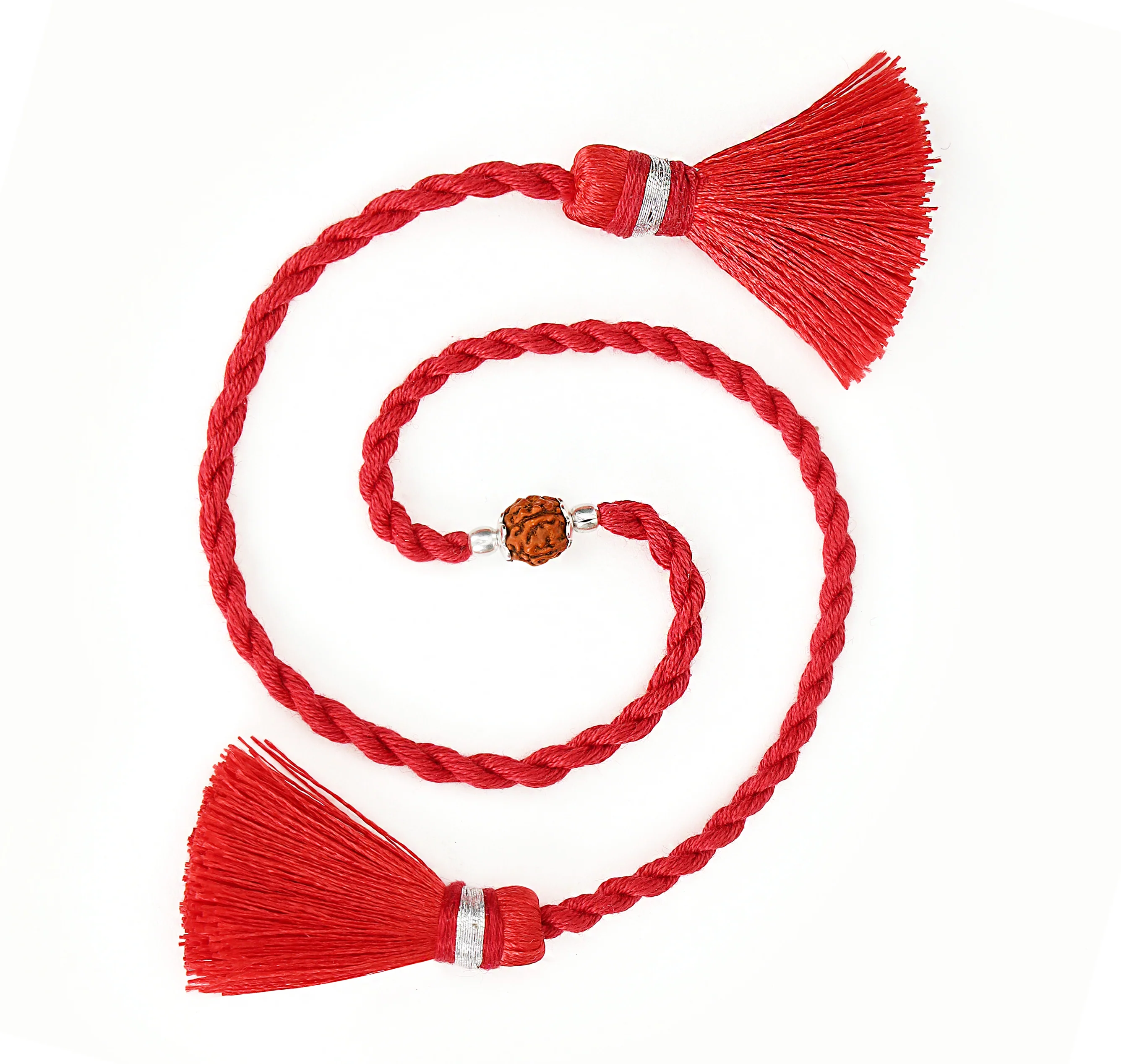 Spiritual Protection: Rudraksh Rhodium-Plated Sterling Silver Thread Rakhi For Him - Image 2