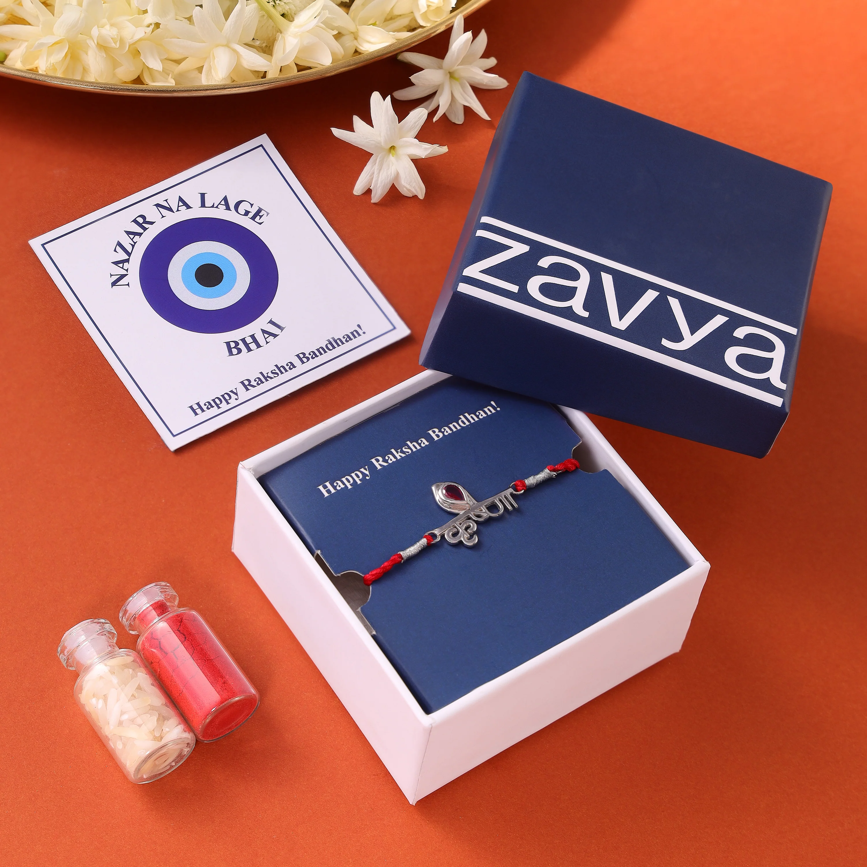 Blessed Sacred Rhodium-Plated Sterling Silver Thread Rakhi Combo For Him - Image 3