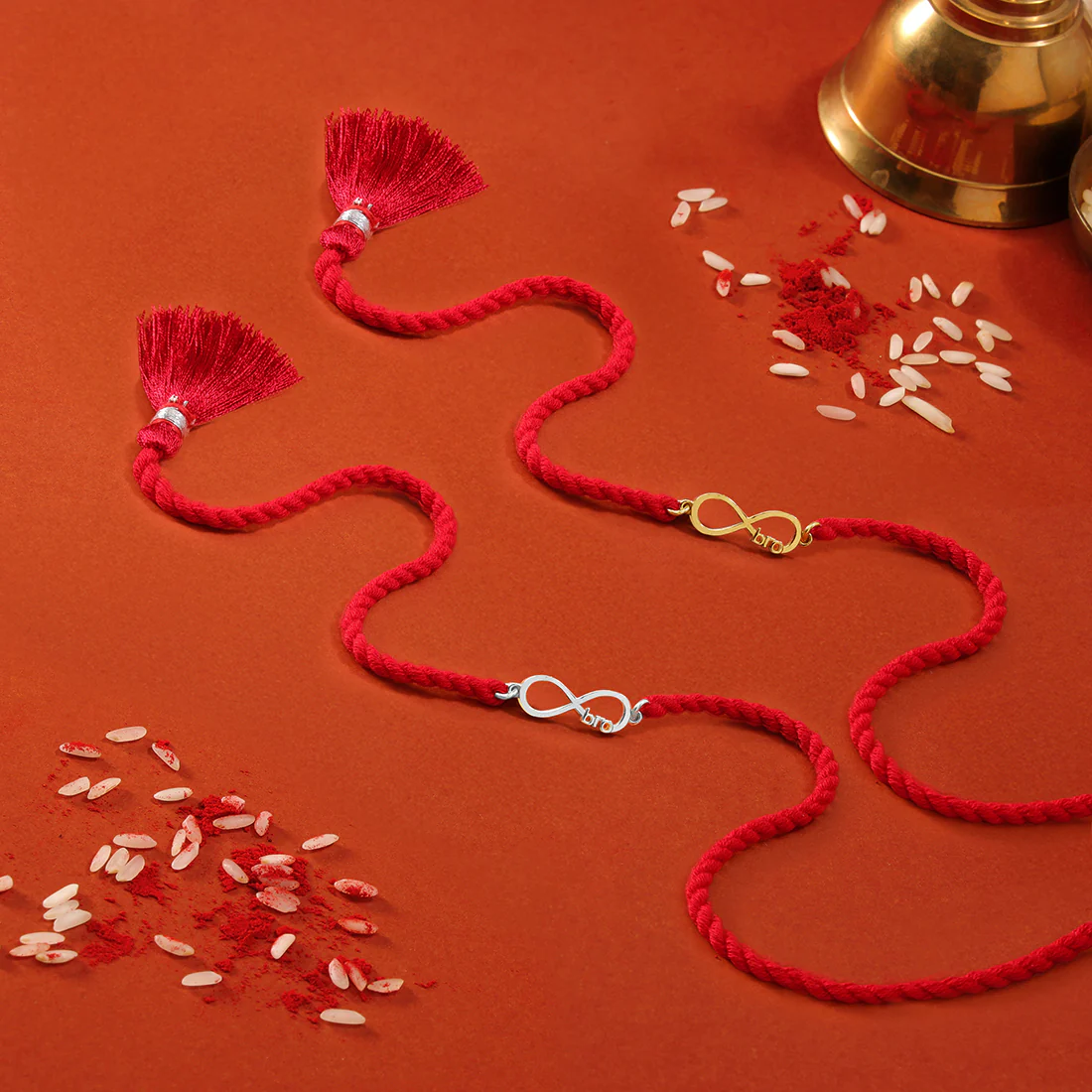 Eternal Bond Gold & Rhodium-Plated 925 Sterling Silver Bro Rakhi Combo