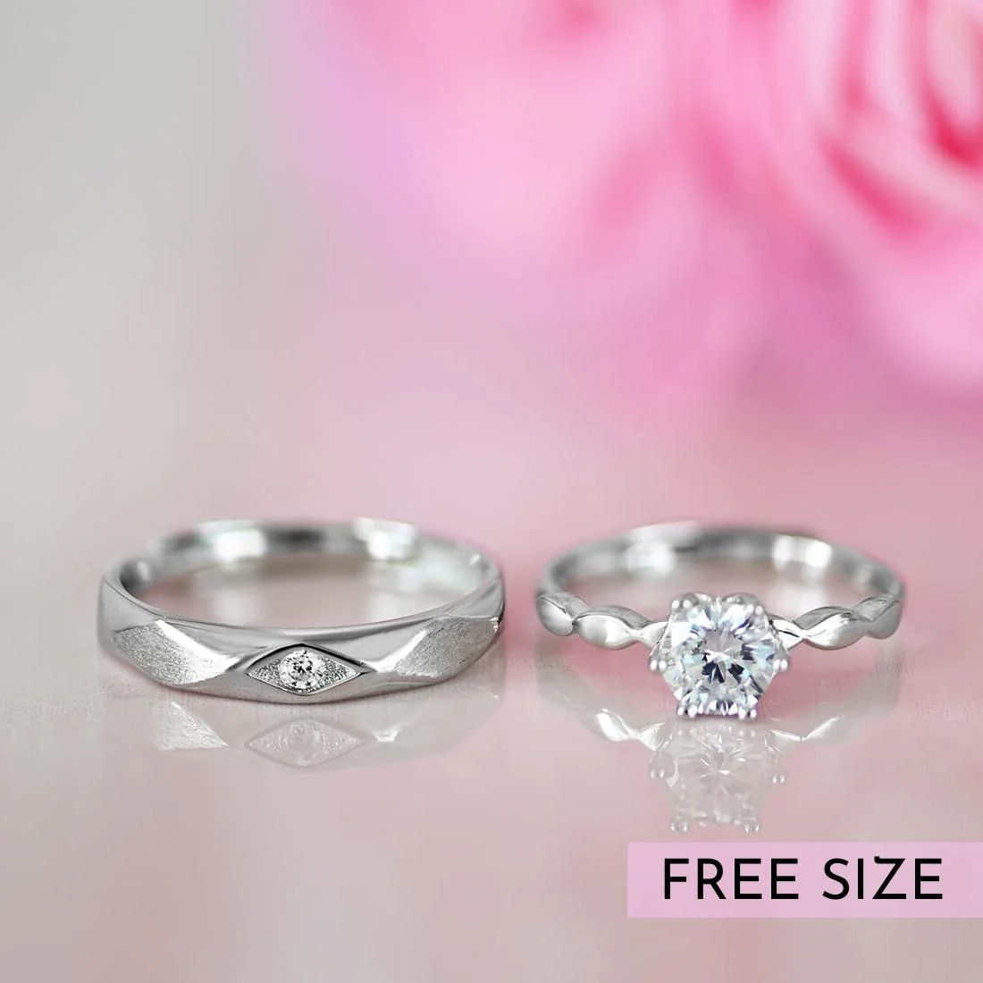 Timeless Harmony: Classic Couples 925 Silver Rings Gift Hamper (Adjustable) - Image 7