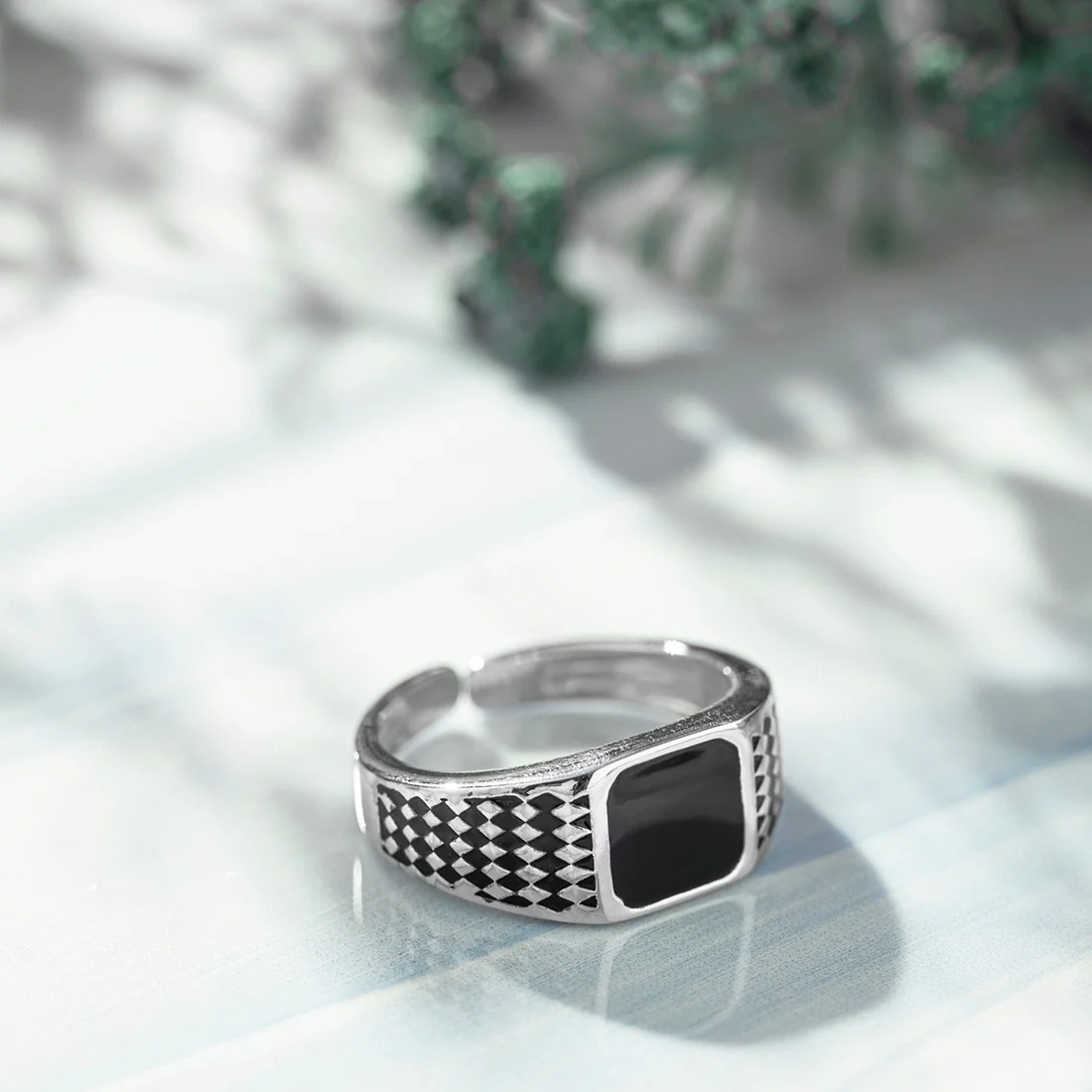 Classy Rhodium Plated 925 Sterling Silver Ring for Him (Adjustable) - Image 2