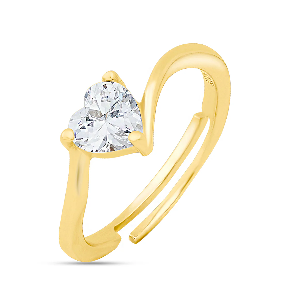 Heart Solitaire Gold Plated 925 Sterling Silver Ring - Image 3