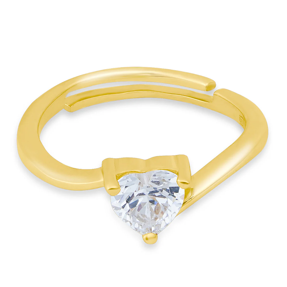 Heart Solitaire Gold Plated 925 Sterling Silver Ring - Image 4