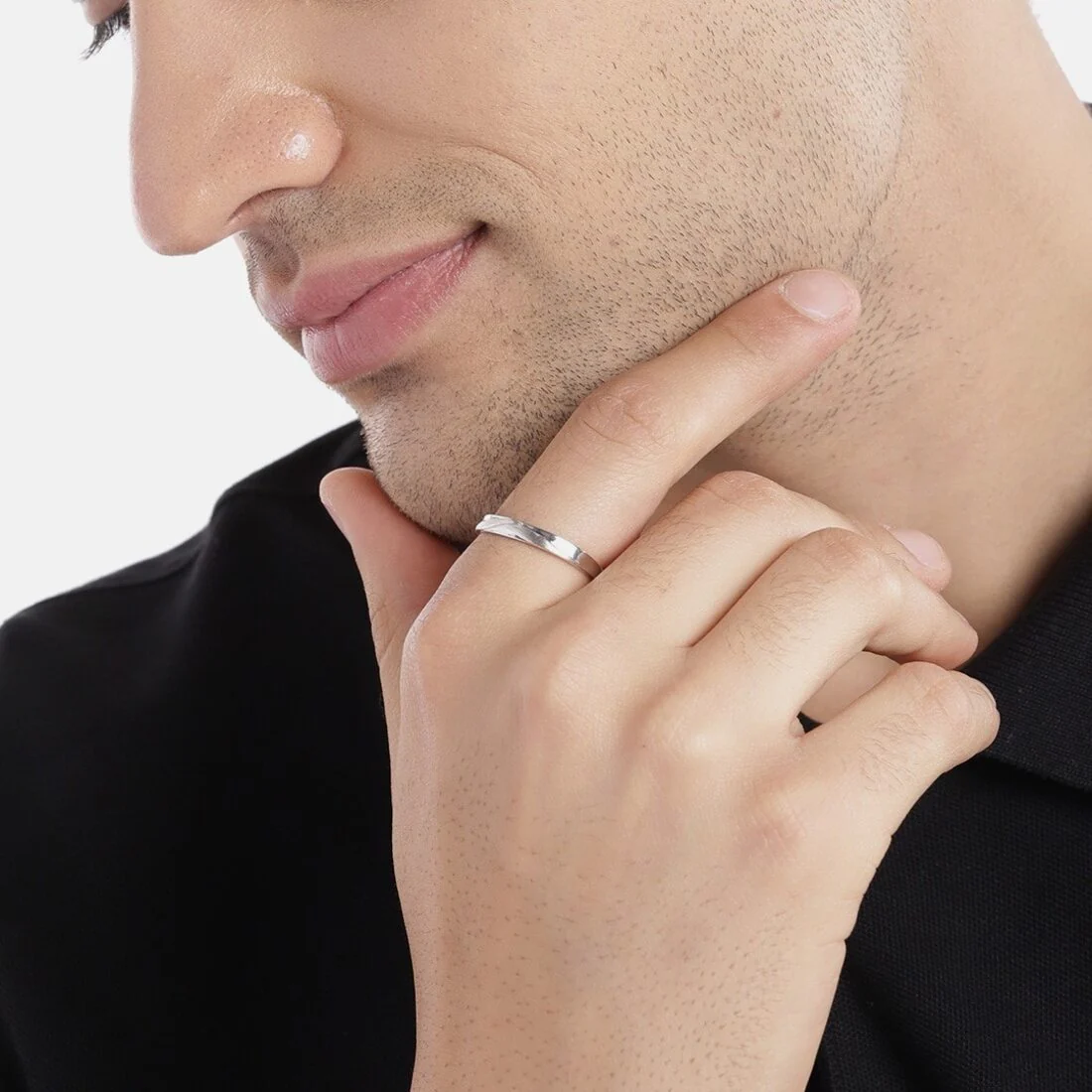 Romantic Bliss Rhodium Plated 925 Sterling Silver Couple Ring (Adjustable) - Image 2