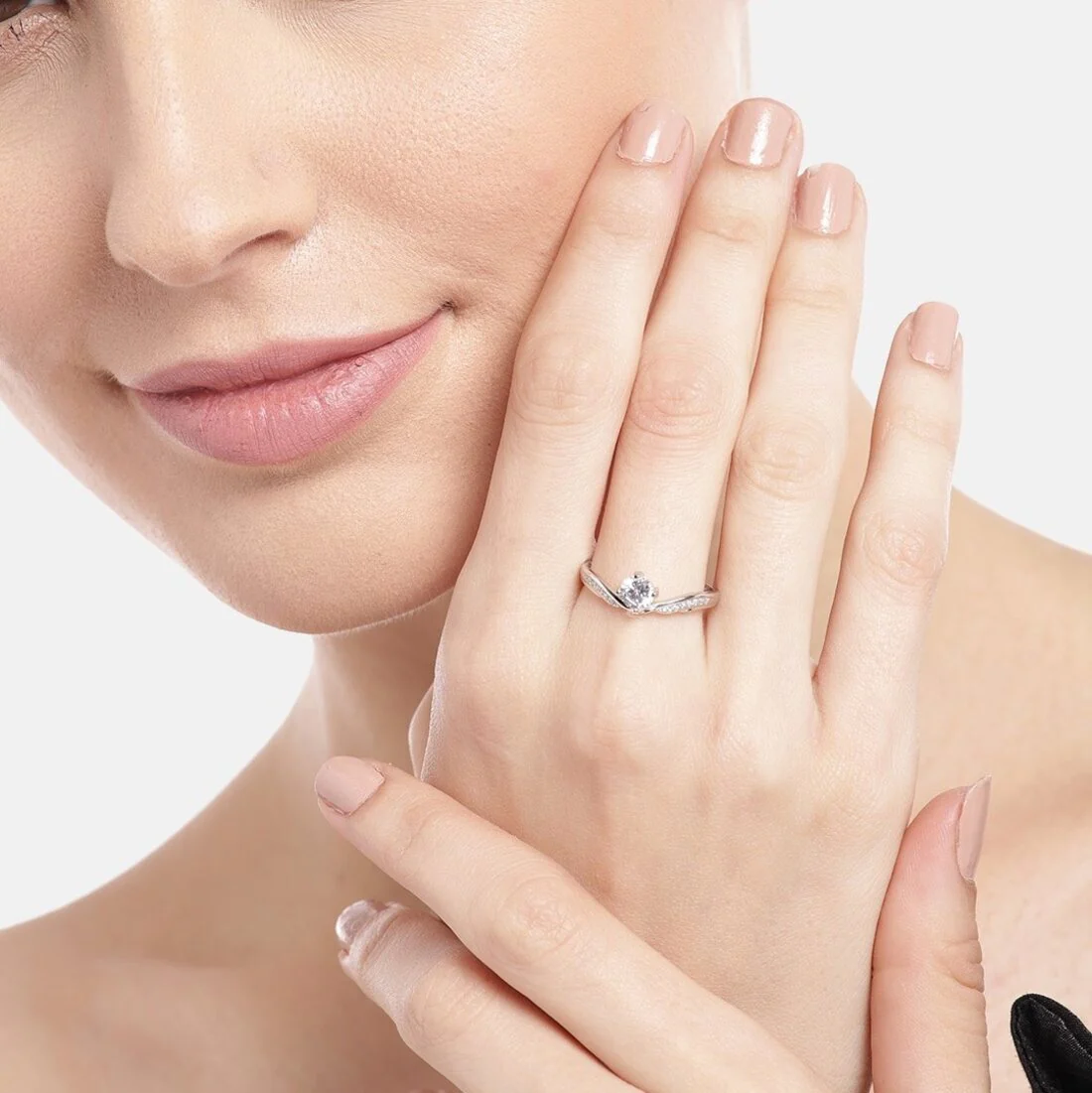 Romantic Bliss Rhodium Plated 925 Sterling Silver Couple Ring (Adjustable) - Image 3