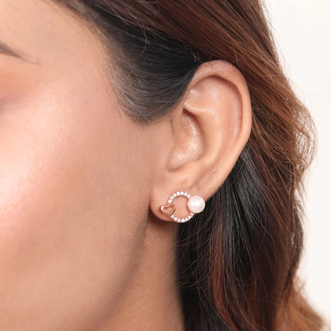Romantic Circles Rose Gold-Plated 925 Sterling Silver Earrings - Image 3