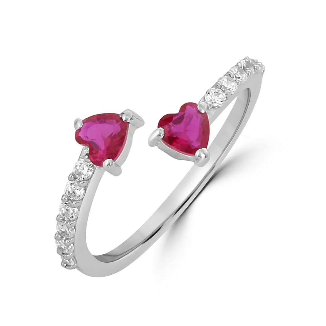 Romantic Heart-Shaped Rhodium-Plated 925 Sterling Silver Ring - Image 5