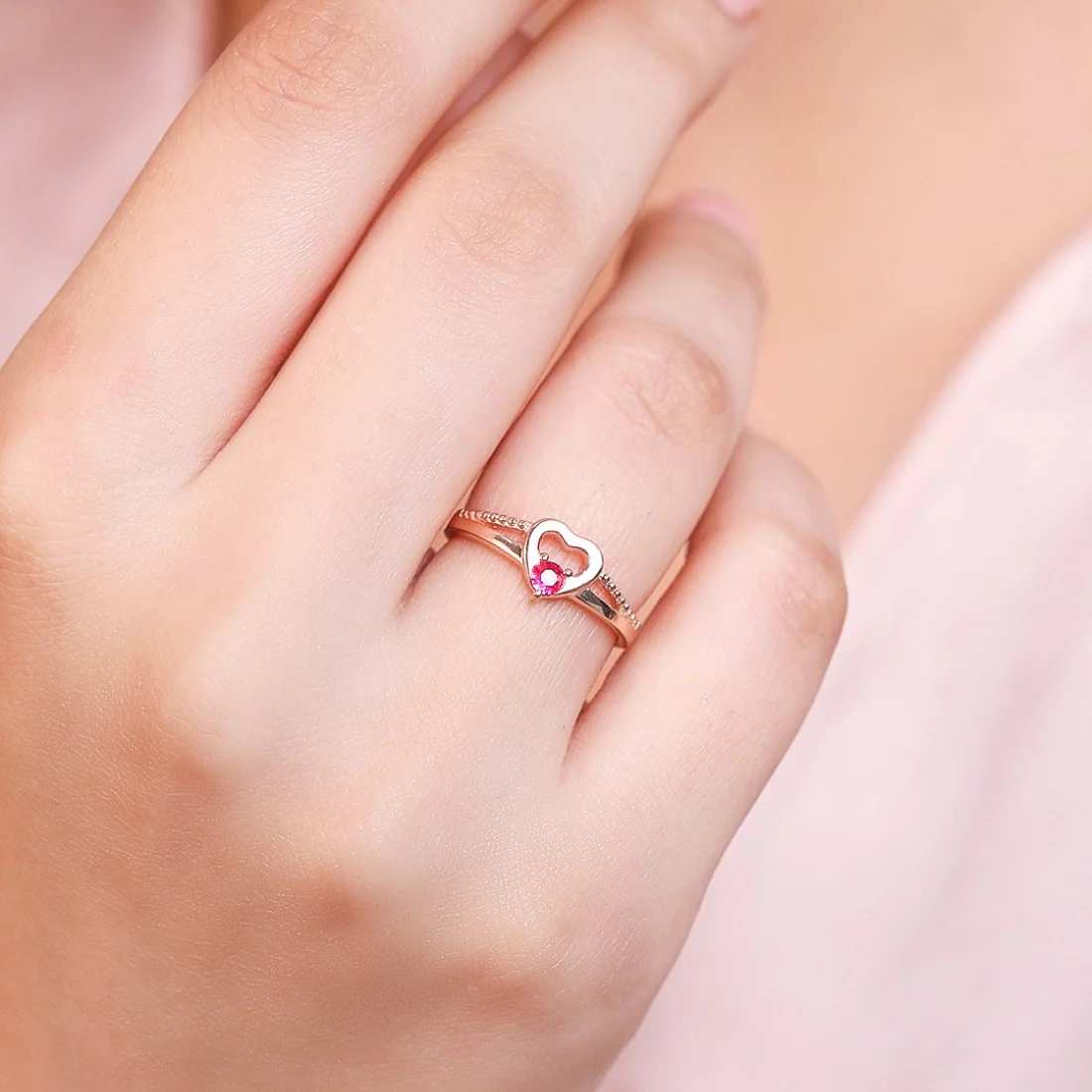 Romantic Love Rose Gold Plated 925 Sterling Silver Ring (Adjustable) - Image 2