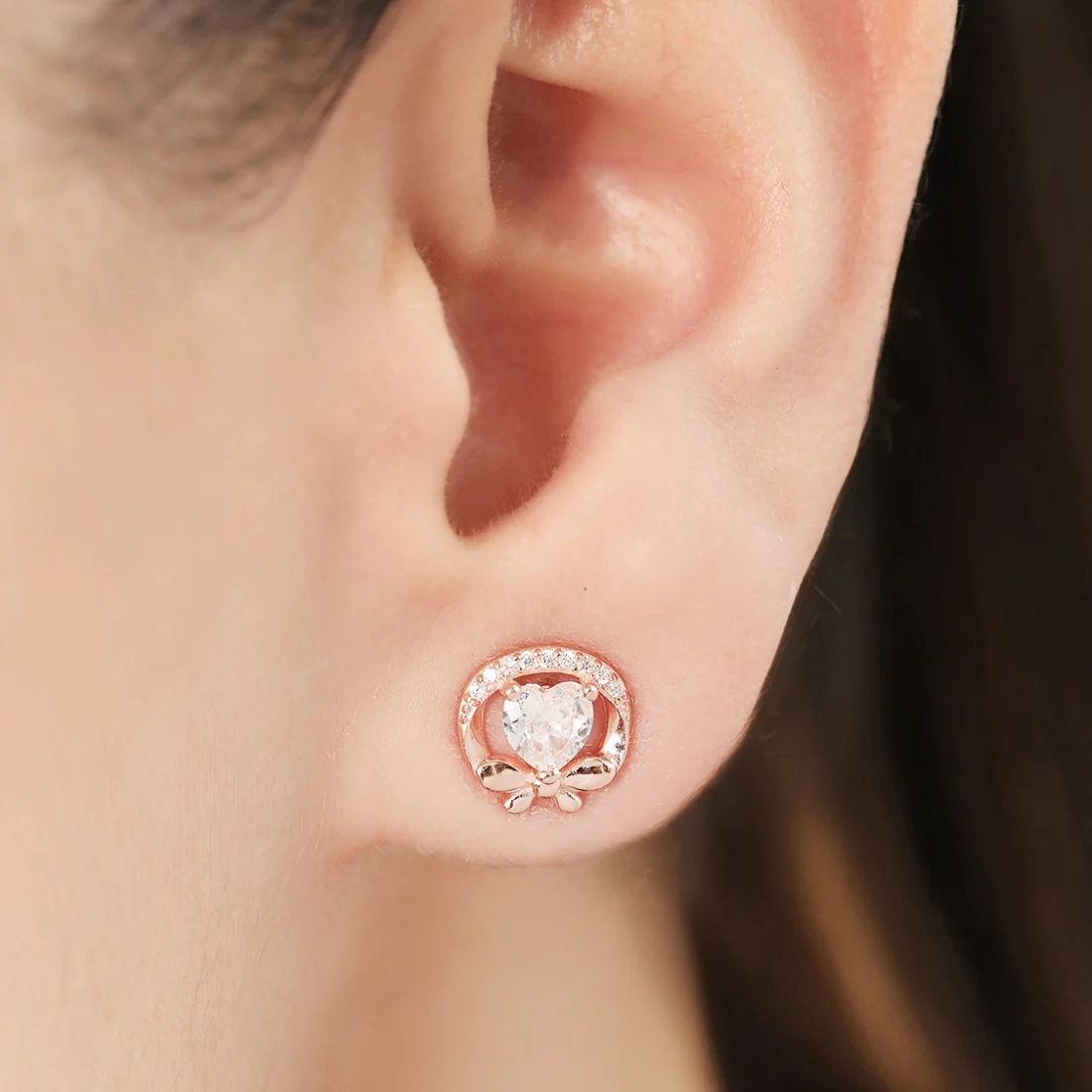Romantic Rose Gold Plated 925 Sterling Silver Heart Earrings - Image 2