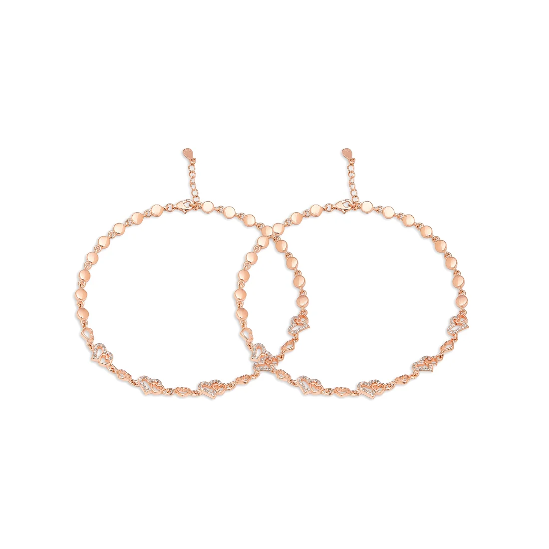 Romantic Heart Rose Gold-Plated 925 Sterling Silver Anklet - Image 4