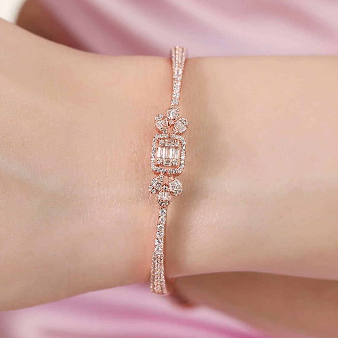 Rose Garden Blossom 925 Sterling Silver Flower Bracelet - Image 2