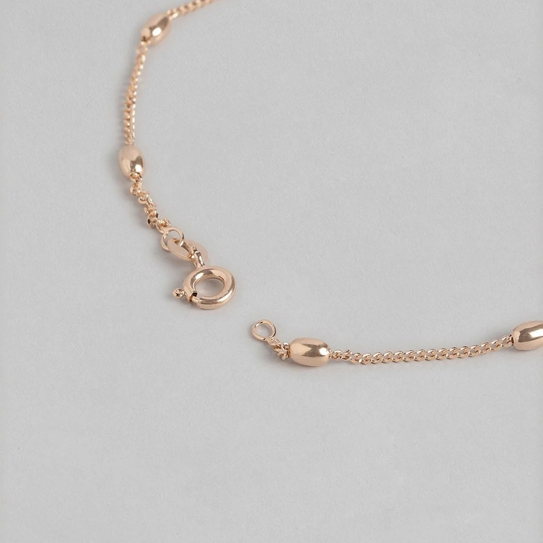 Rose Gold Beaded 925 Sterling Silver Anklet - Image 7