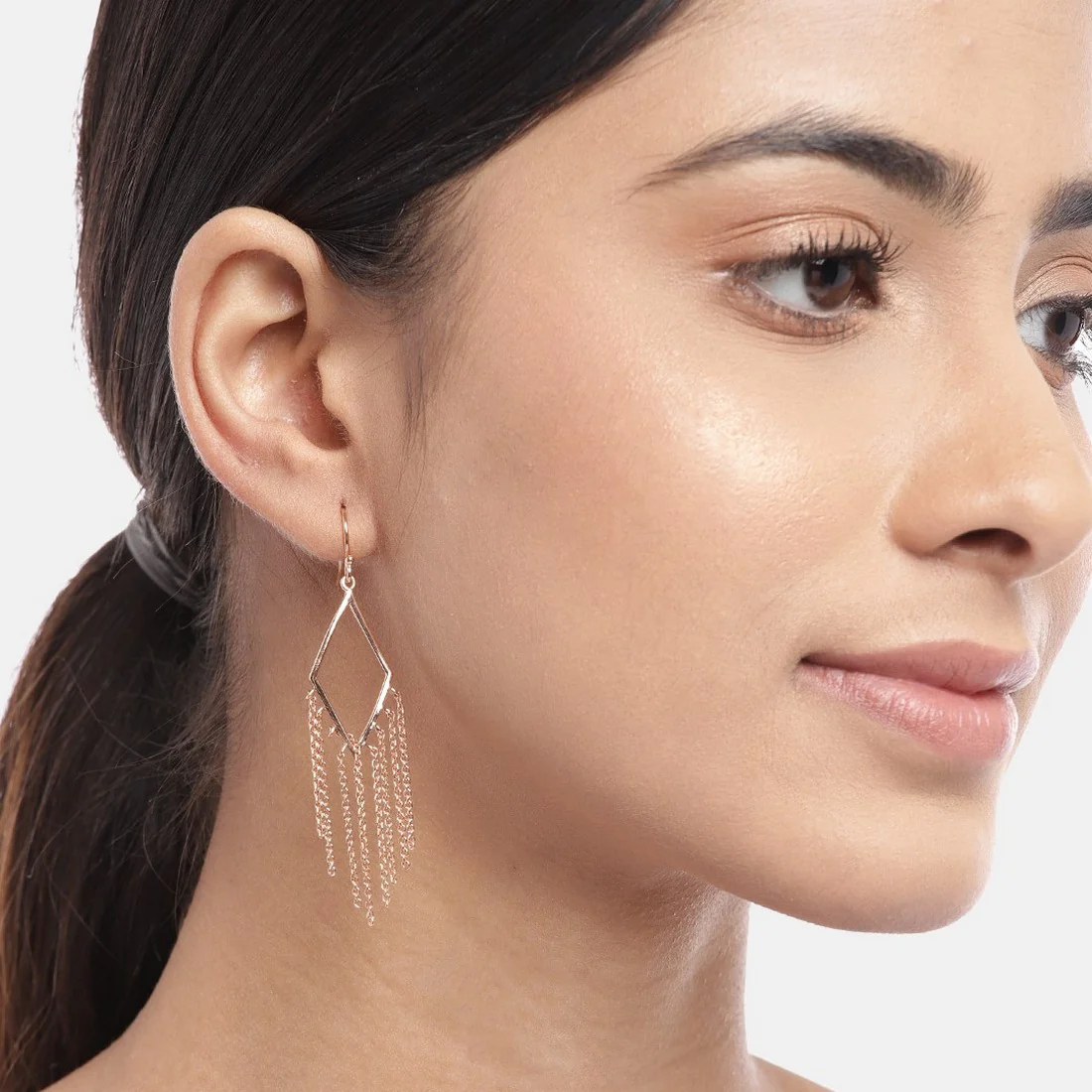 Rose Gold Dangling 925 Sterling Silver Studs - Image 3