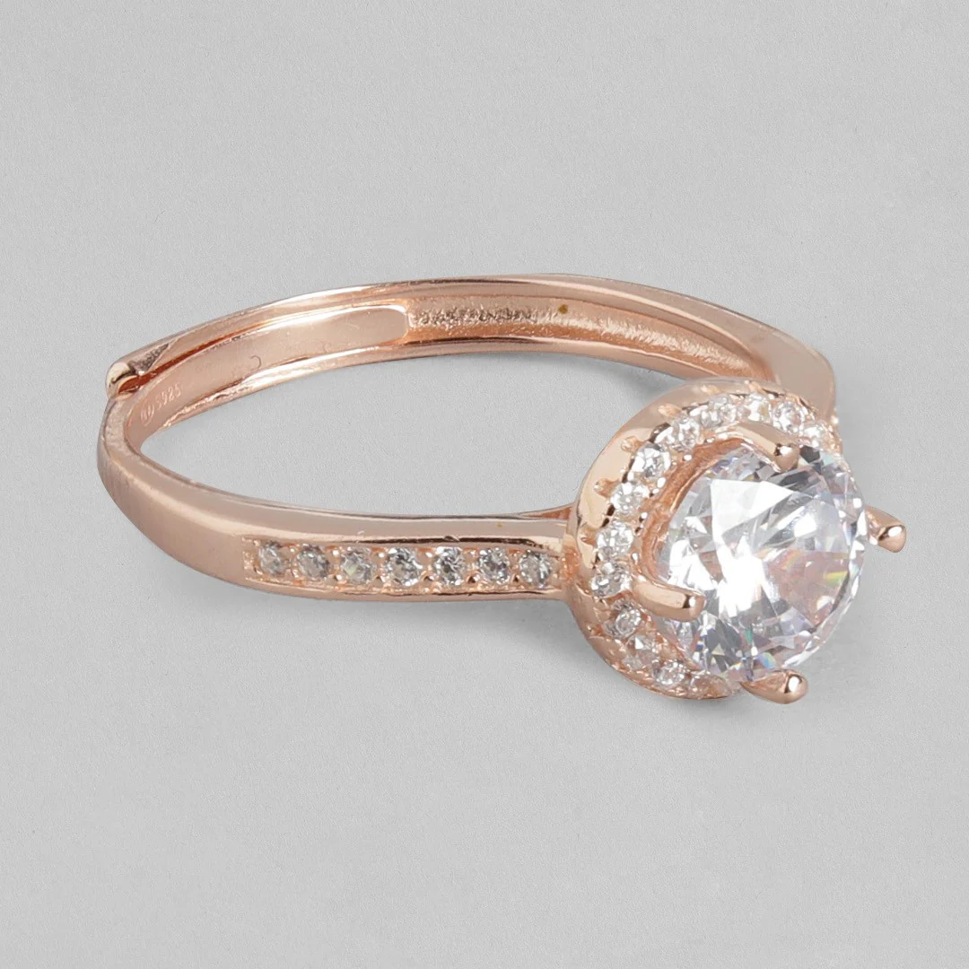 Romantic Love Rose Gold Plated 925 Sterling Silver Ring (Adjustable) - Image 8