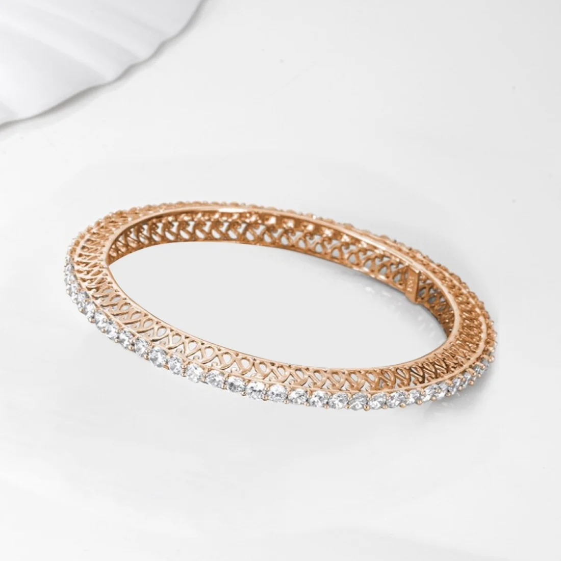 Rose Gold Elegance: CZ 925 Sterling Silver Women's Bangle - Image 4