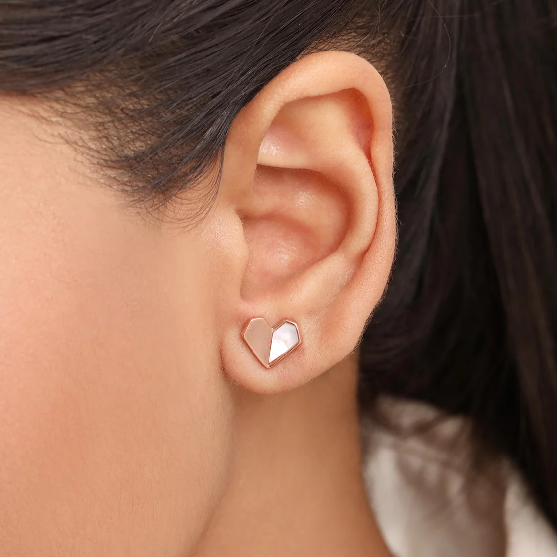 Hearty Rose Gold Plated 925 Sterling Silver Stud Earring - Image 2