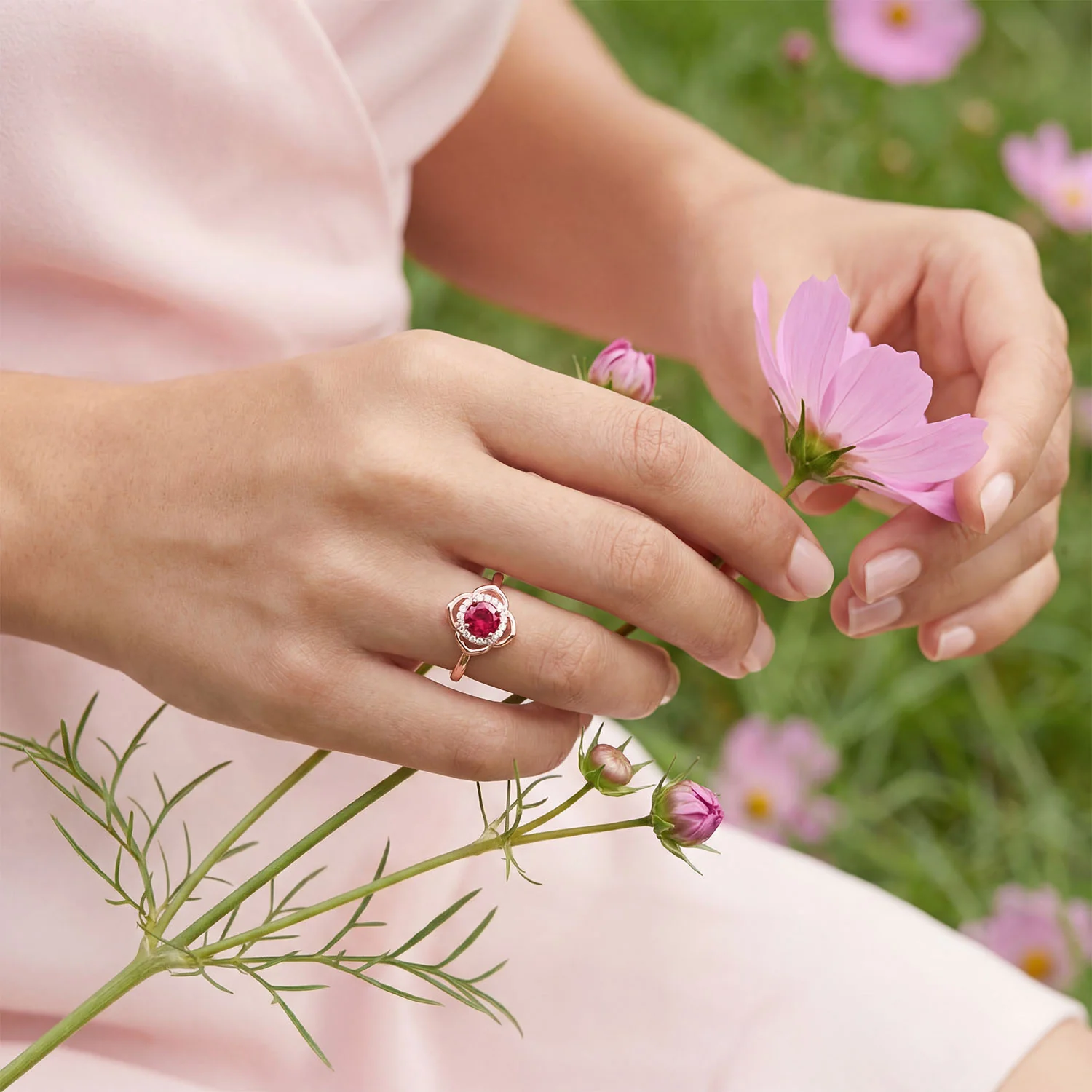 The First Blush Promise Rose Gold Plated Ring (Adjustable) - Image 3