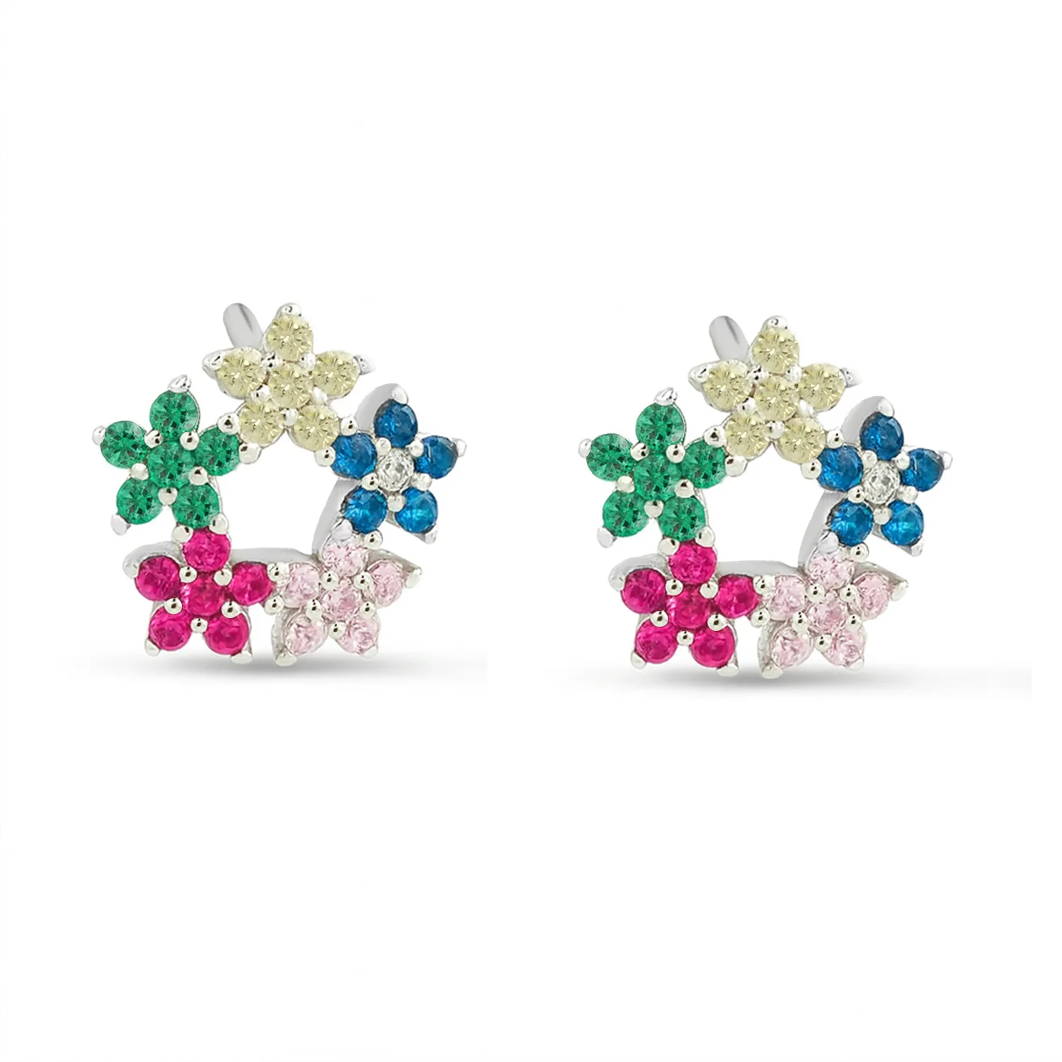 Where Colors Bloom Stud Rhodium Plated Earrings - Image 4