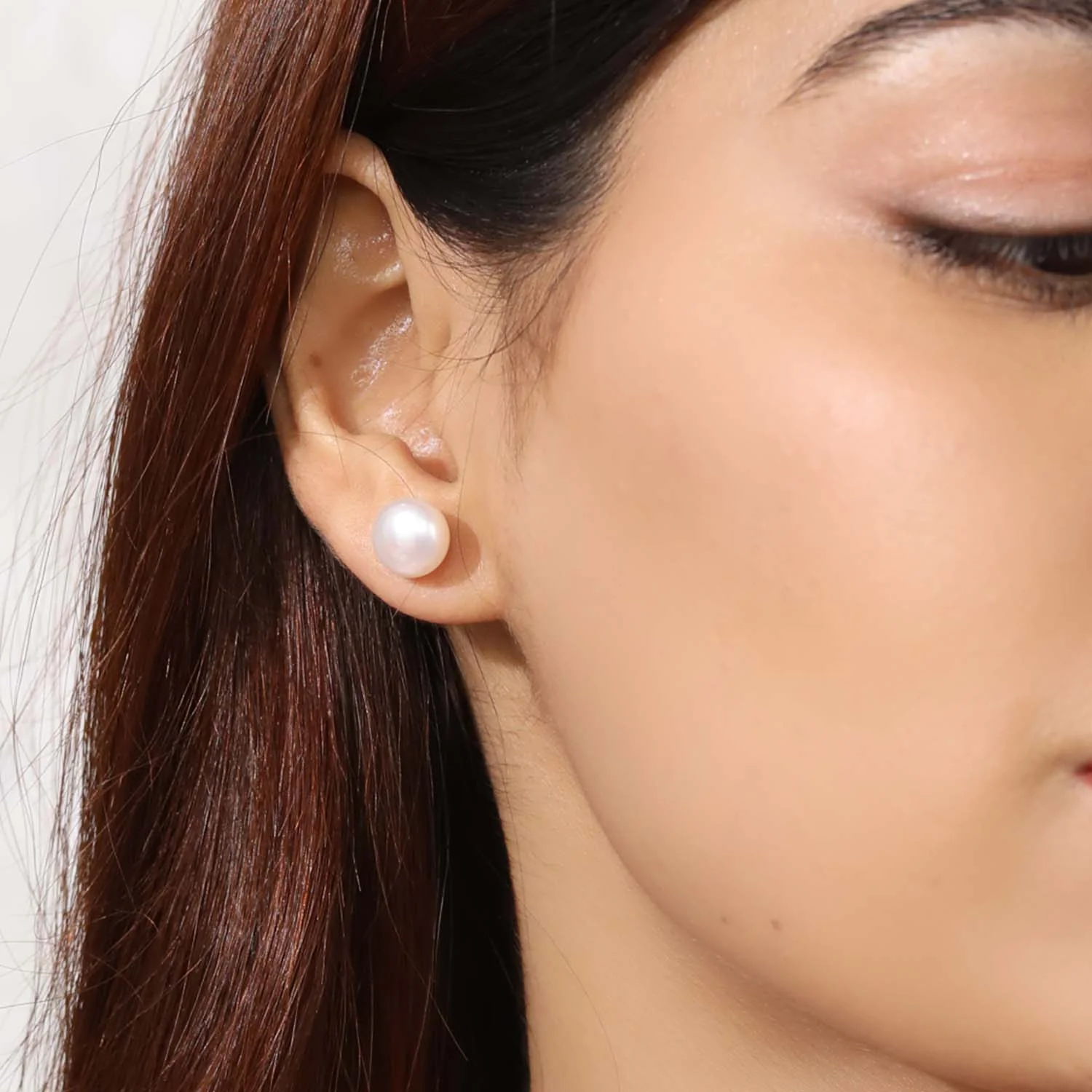 Rose Gold Plating Delicate Dot Pearl 925 Silver Earrings Gift Hamper( 8mm Pearl ) - Image 4