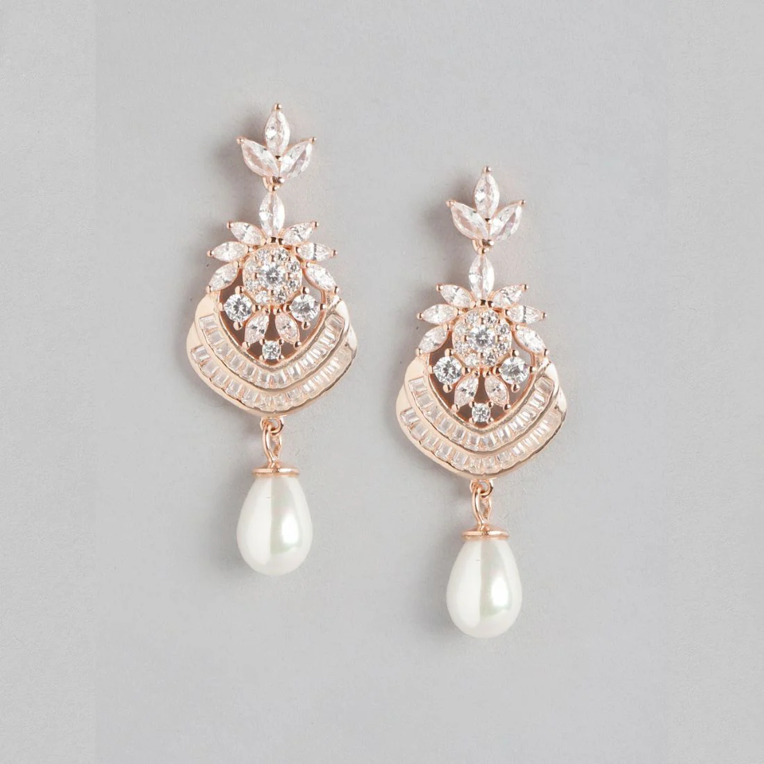 Rose Gold Radiance 925 Sterling Silver Drop Earrings - Image 4