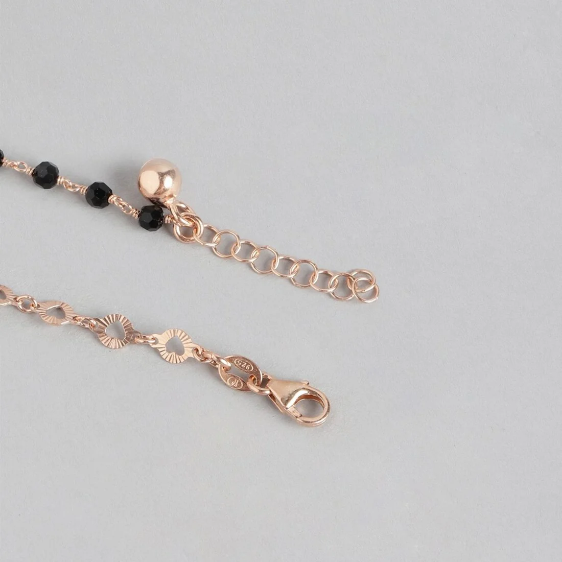Rose Gold Radiance Beaded Chain Anklet in 925 Sterling Silver - Image 13