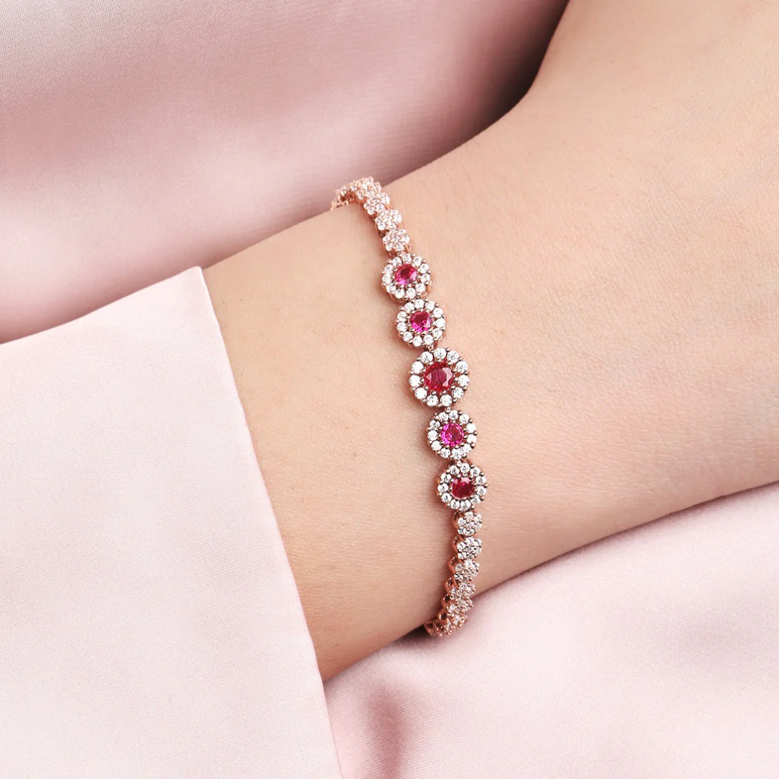 Rose Petal Adorn 925 Sterling Silver Adjustable Floral Bracelet - Image 2