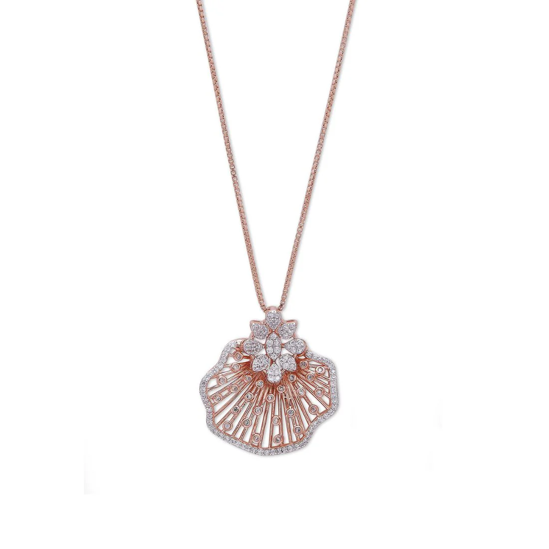 Rose Petal Radiance 925 Sterling Silver Rose Gold-Plated Flower Pendant with Chain - Image 4