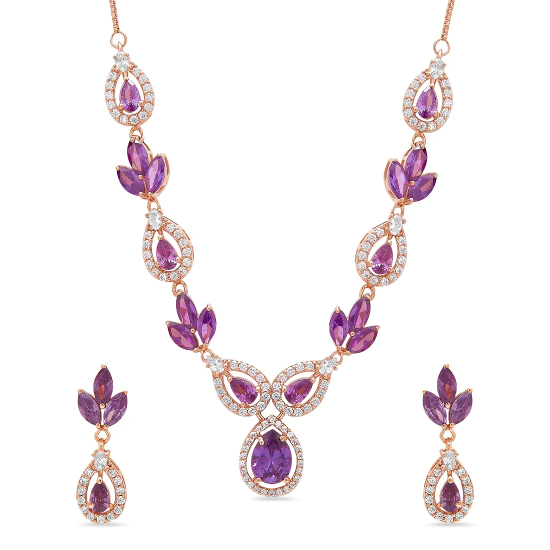 Rose Petal Radiance Rose Gold-Plated 925 Sterling Silver Jewellery Set - Image 5
