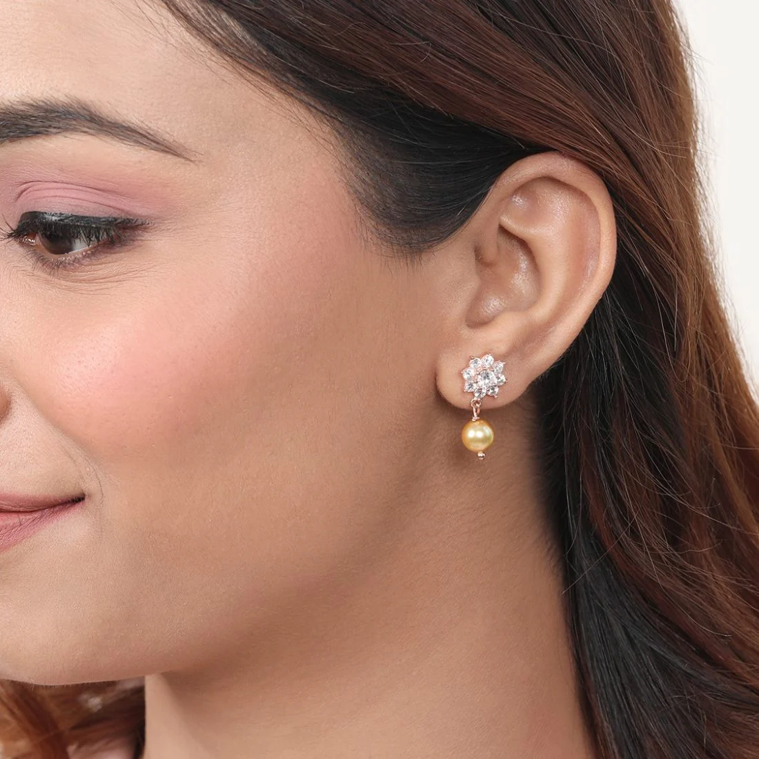 Rose Petals Pearl 925 Sterling Silver Flower Earrings - Image 4