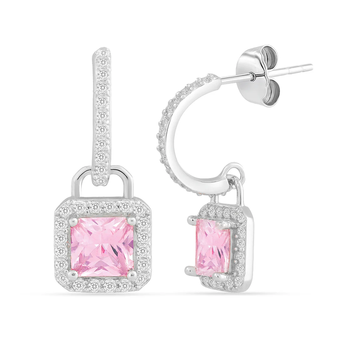 Rose Silver Rhodium Plated Drop Earring - Image 10