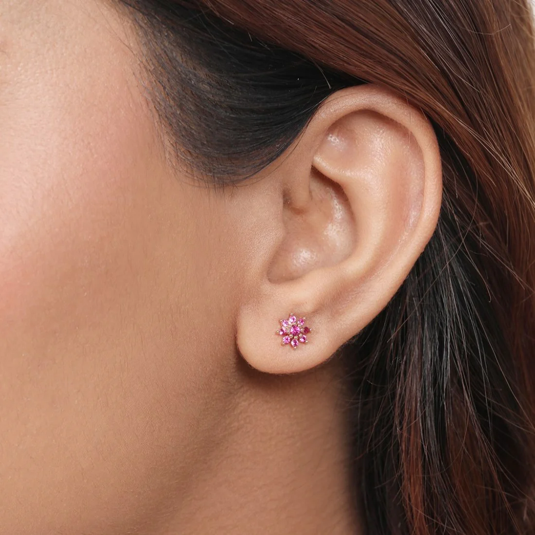 Rosegold Blooms 925 Sterling Silver Floral Earrings with a Touch of Elegance - Image 2